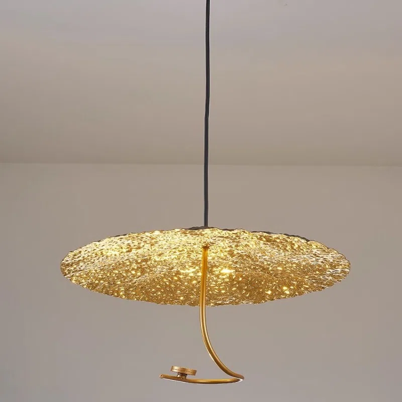D30CM Gold Foil LED Pendant Light in Iron and Gold Foil, product photograph