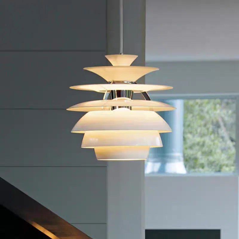 D40cm White Metal Pendant Light in Aluminum Cover, product photograph