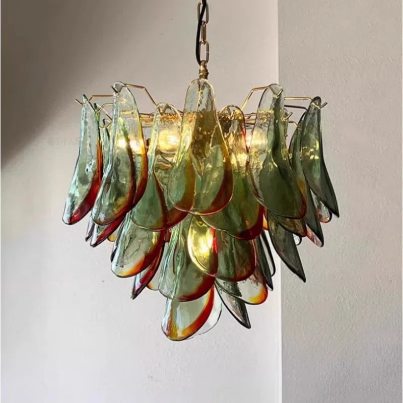 E14 Copper Green Glass Pendant Light in Iron Plating and Glass, product photograph