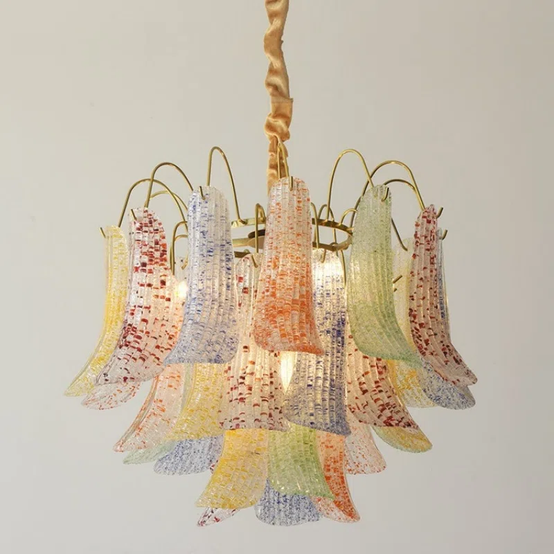 E14/E12 Iron Colorful Glass Pendant Lamp in Iron and Glass, product photograph