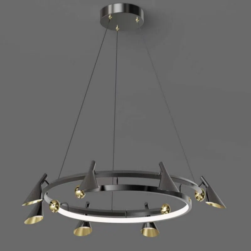 E27/E26 Aluminum Iron Pendant Lamp in Aluminum and Iron, product photograph