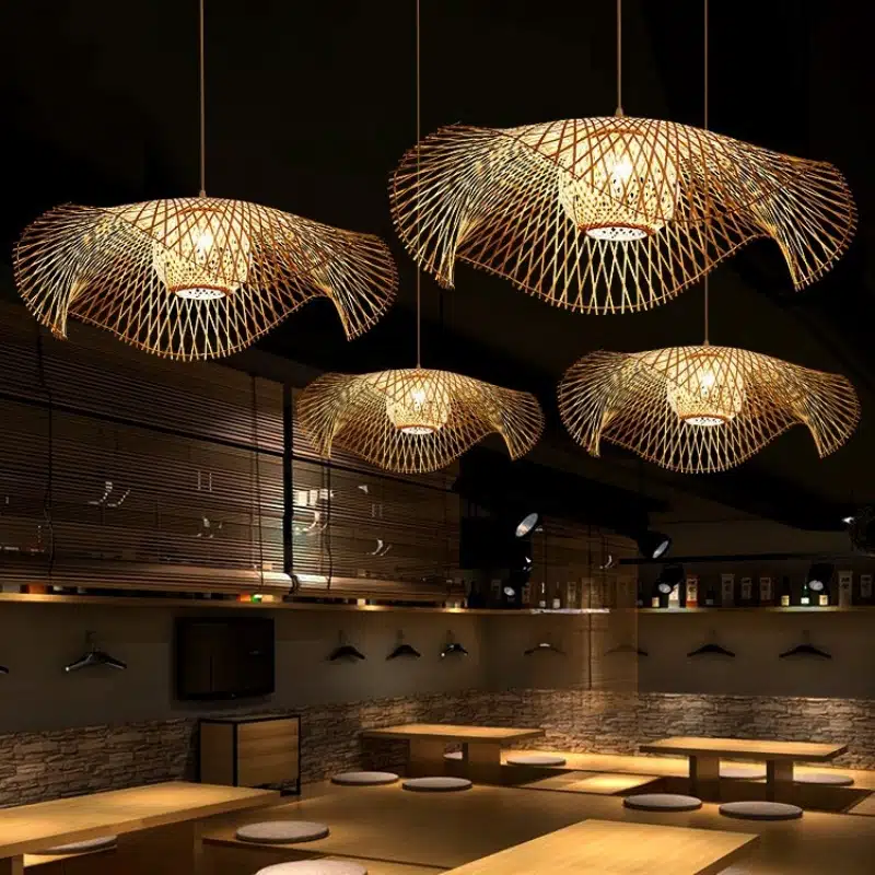 E27/E26 Luxury Wood Pendant Lamp in Wood and Metal, product photograph
