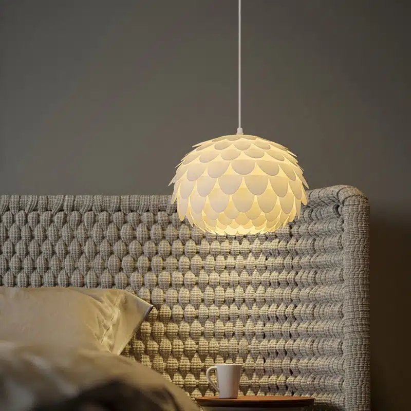 Fish Scale Acrylic Pendant Light in Iron and Acrylic, product photograph
