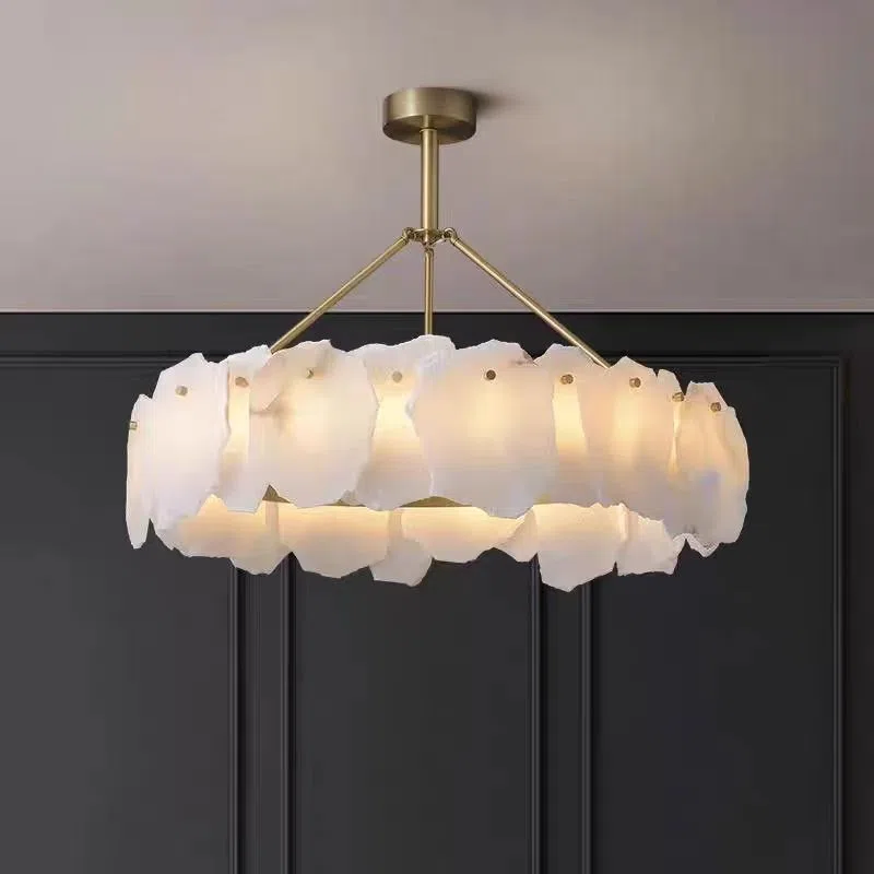 French Marble Copper Pendant Light in Copper and Marble, product photograph