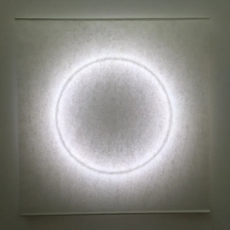 Full Moon Atmosphere Wall Lamp in Hardware and Rice Paper, product photograph
