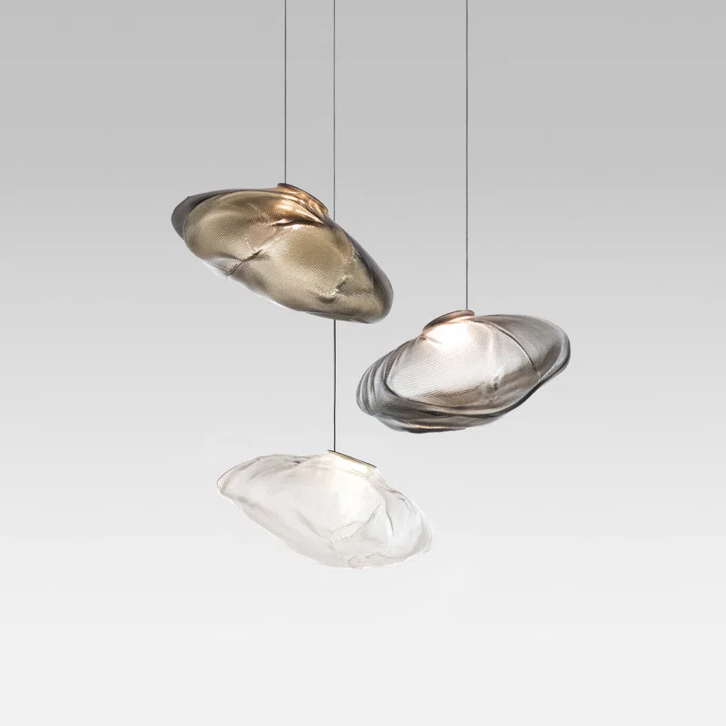 G9 Bubble Smoke Gray Glass Pendant Light in Iron and Glass, product photograph