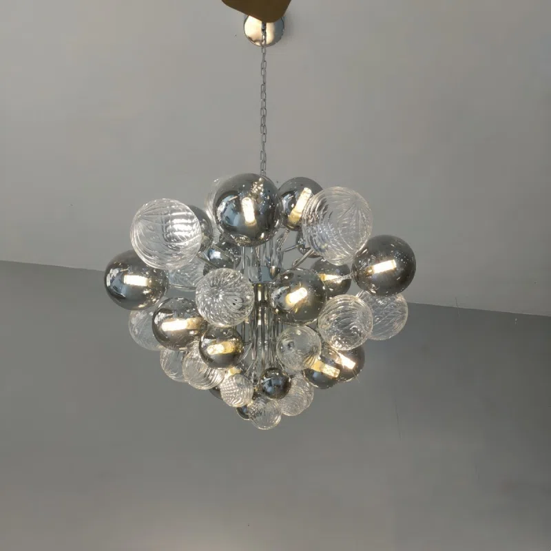 G9 Silver Glass Iron Pendant Light in Iron and Glass, product photograph
