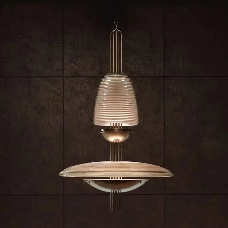 Glass Copper Hardware Hanging Pendant Lamp in Glass and Hardware, product photograph