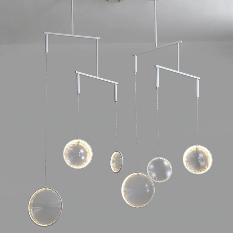 Body Rotated Freely Glass Lens Hardware Pendant Light in Hardware and Glass, product photograph
