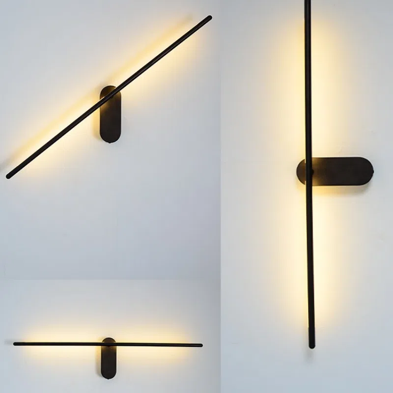 Any Angle Golden Black Linear Wall Lamp in Aluminum and PC, product photograph