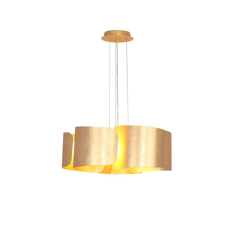 D50cm Golden Foil Iron LED Pendant Lamp in Iron and Gold Foil, product photograph