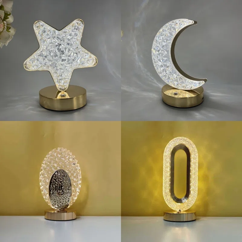Golden Star Moon LED Table Light in PS, product photograph