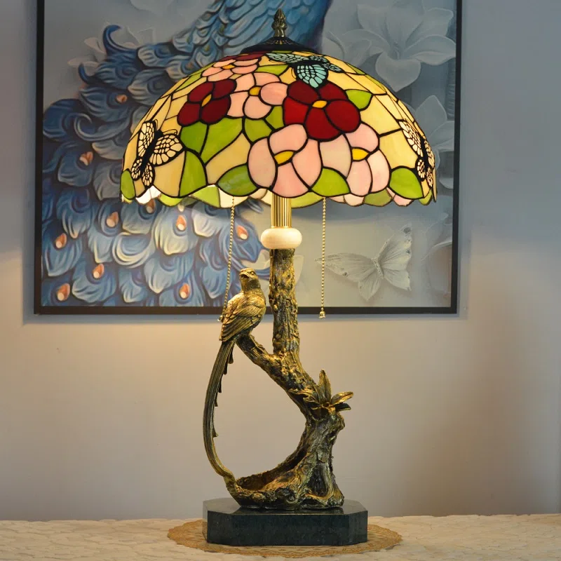 European Retro Grape Copper Glass Table Light in Copper and Glass, product photograph