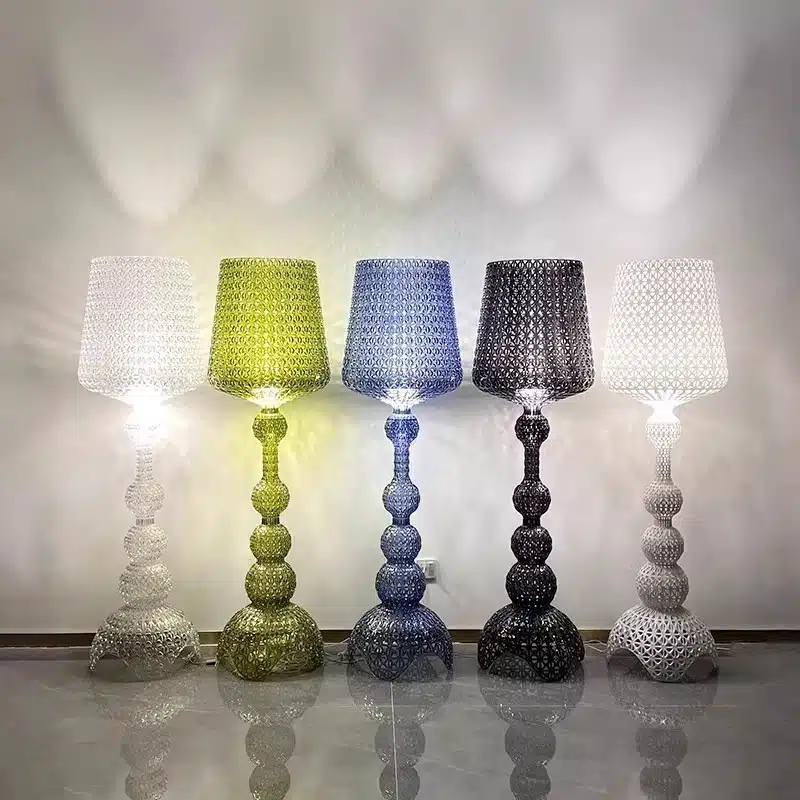 H165cm White Black Green Blue Transparent Floor Lamp in Acrylic and PVC, product photograph