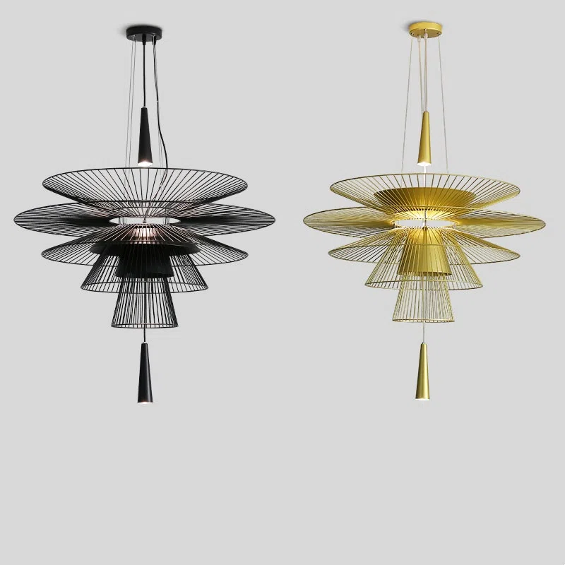 GU10 Black Gold Art Pendant Light in Iron Paint, product photograph