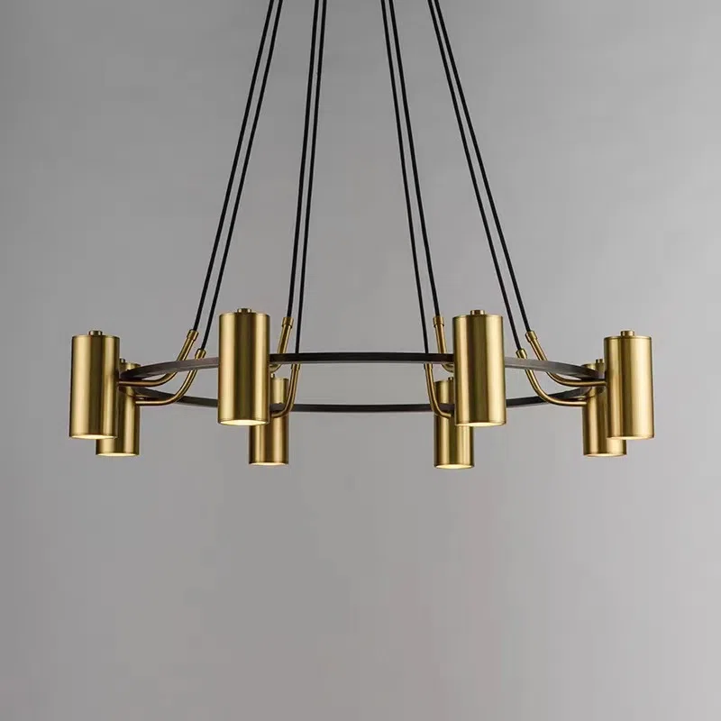 GU10 Brass Round Pendant Lamp in Aluminum and Iron, product photograph