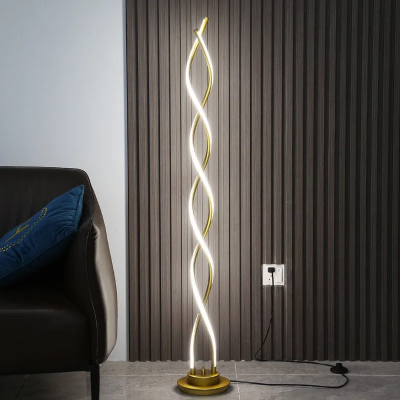 H143CM Art S-Shape LED Floor Light in Iron and Aluminum, product photograph