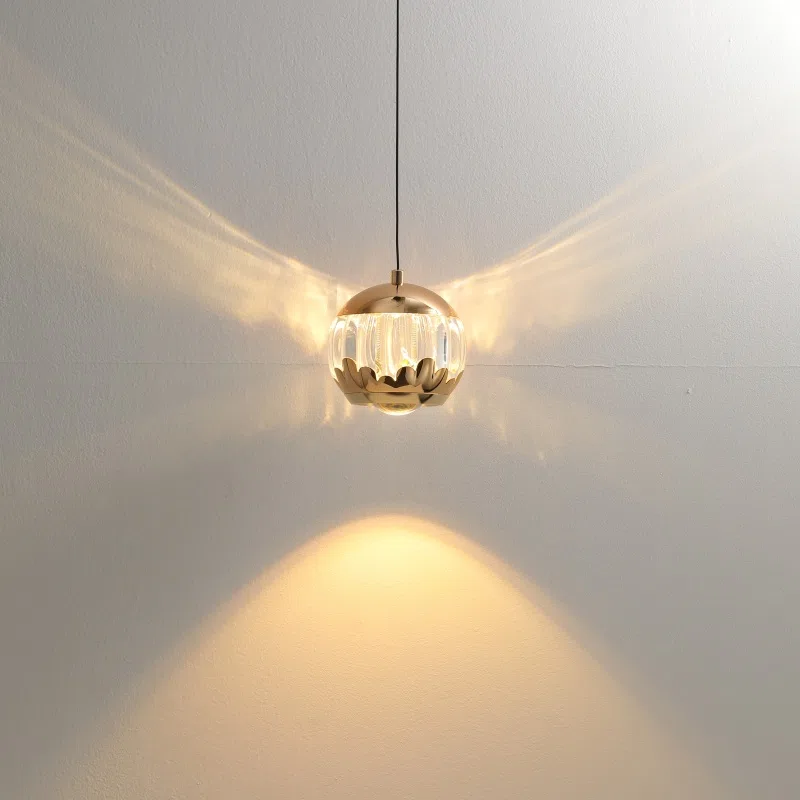 H16cm Acrylic Aluminum Pendant Light in Aluminum and Acrylic, product photograph