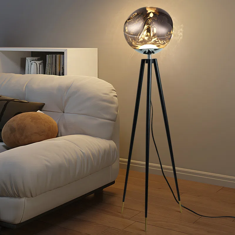 H170cm Acrylic Lava LED Floor Light in Iron and Acrylic, product photograph