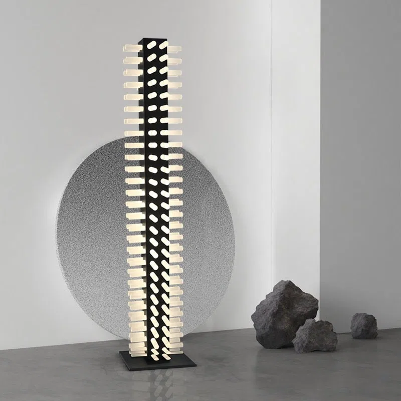 H175CM Pillar Iron Acrylic LED Floor Lamp in Iron and Acrylic, product photograph