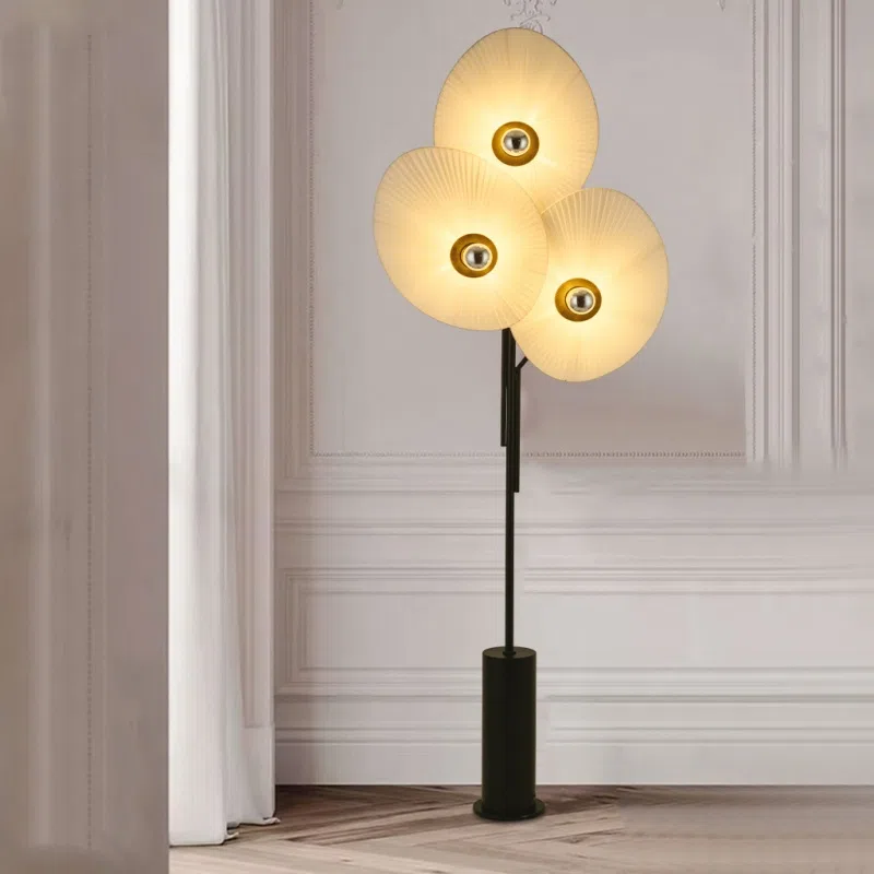 H180CM Yellow Red Blue Flower Floor Light in Hardware and Marble and Fabric, product photograph