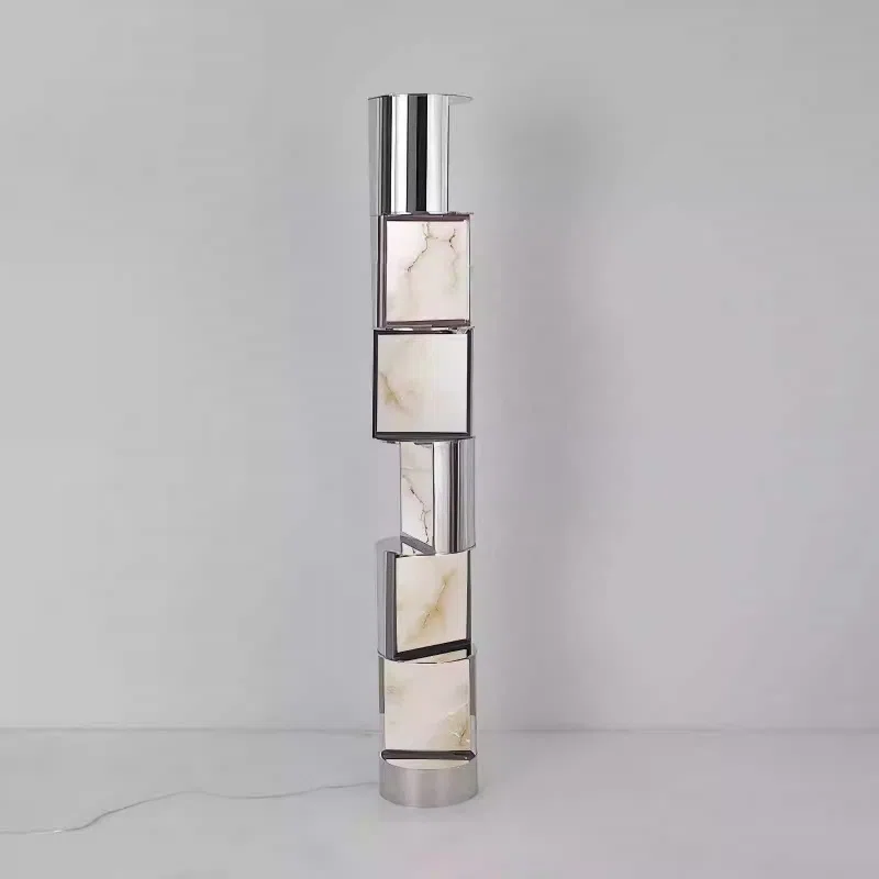 H186CM Stainless Steel Acrylic Floor Lamp in Stainless Steel and Acrylic, product photograph