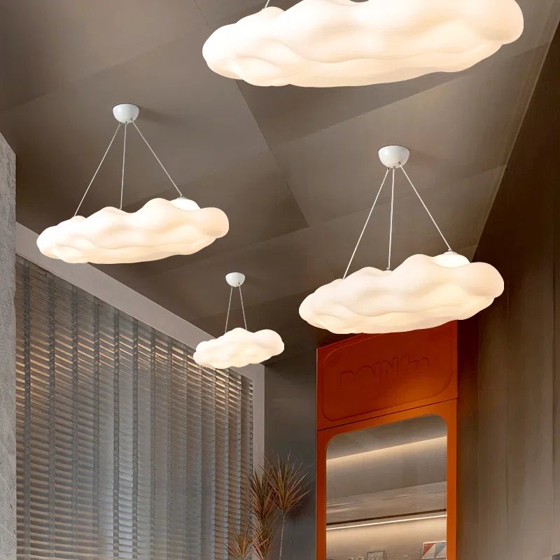 H26cm Clouds LED Pendant Lamp in Plastic, product photograph