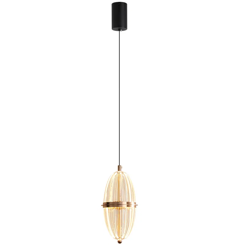 H26CM Golden Acrylic Pendant Lamp in Aluminum and Acrylic, product photograph