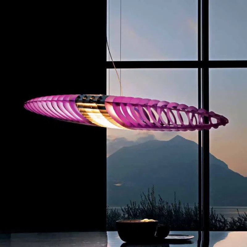 H30cm Spacecraft Colorful Pendant Lamp in Stainless Steel and Acrylic, product photograph