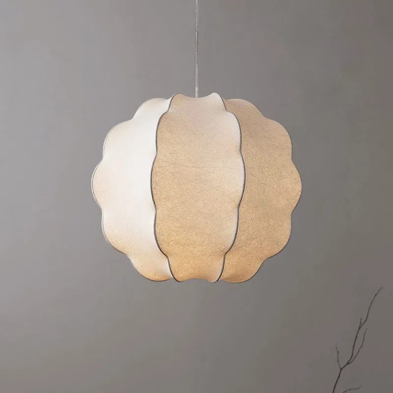 H35cm Retro Silk Pendant Lamp in Iron and Silk, product photograph