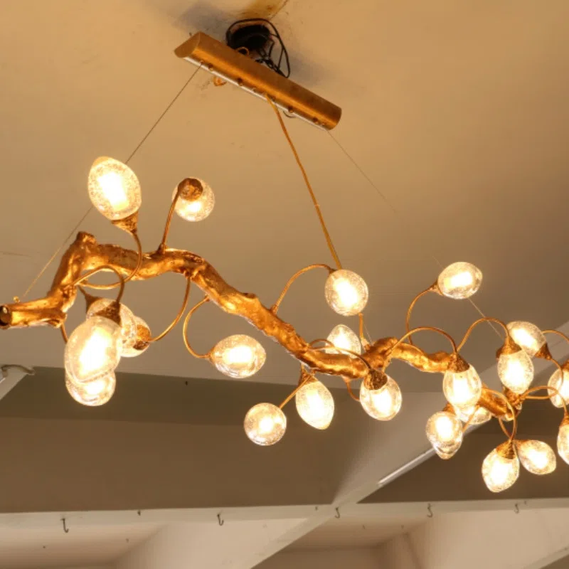H45cm Copper Chandelier Brass Glass in Copper and Glass, product photograph