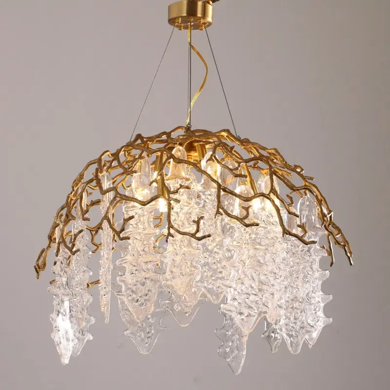 H50CM Branch Brass Chandelier Copper Glass in Copper and Glass, product photograph