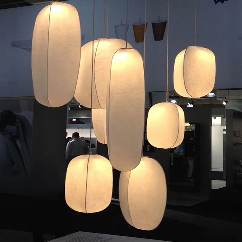 H68CM Carambola Silk Pendant Lamp in Iron and Silk, product photograph