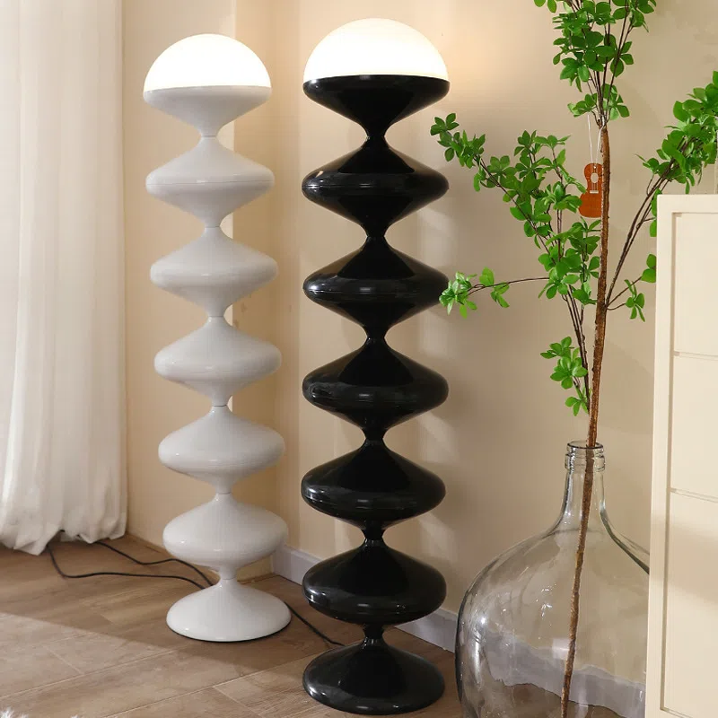 E27 Black White H121cm Hardware Acrylic Floor Light in Hardware and Acrylic, product photograph