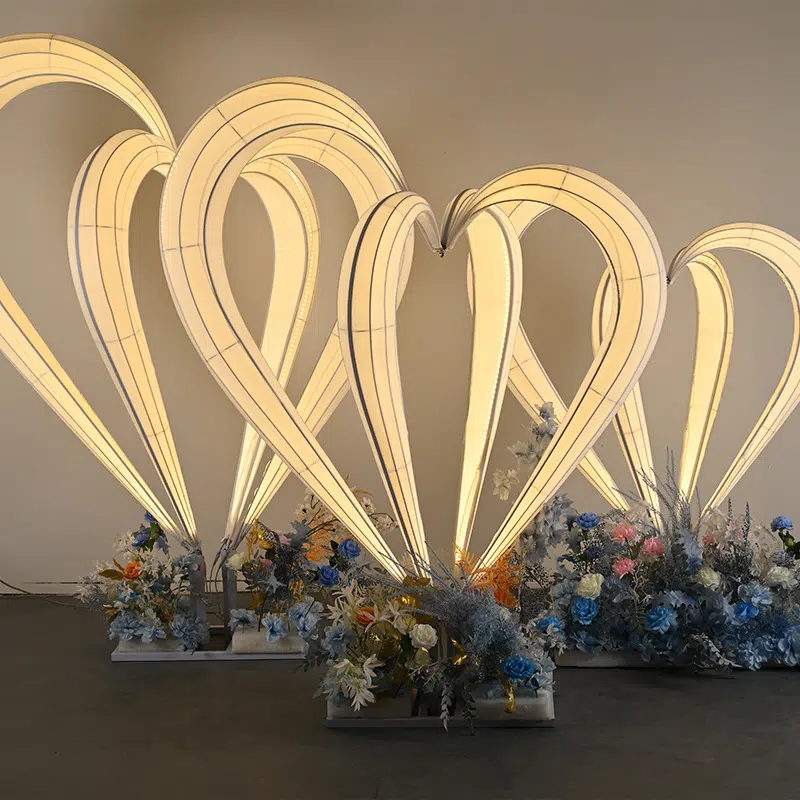 Heart LED Wedding Floor Light in Iron and Fabric, product photograph