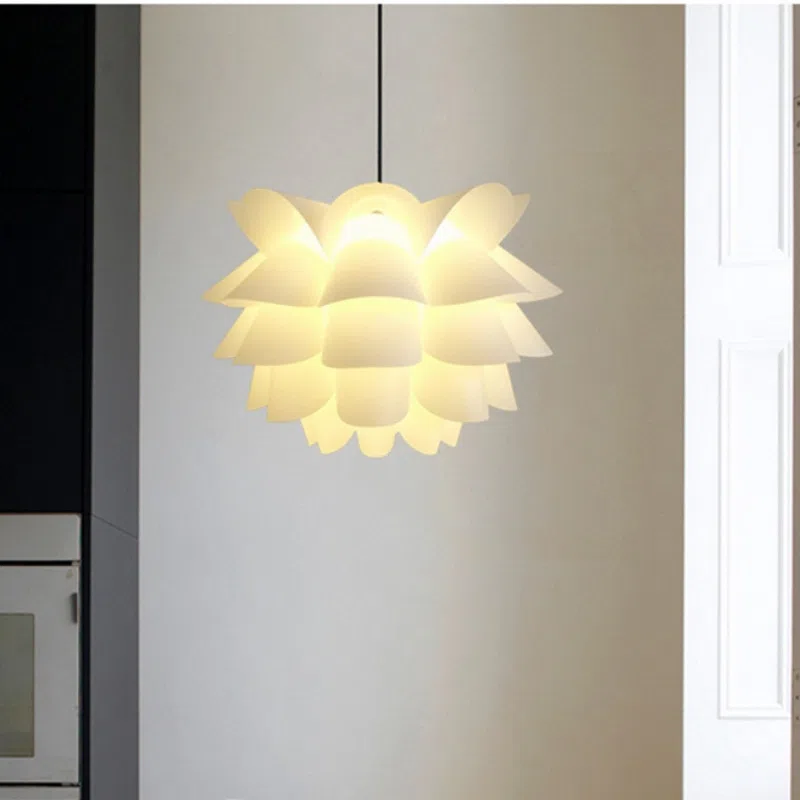 Iron Acrylic Lotus Pendant Light in Iron and Acrylic, product photograph