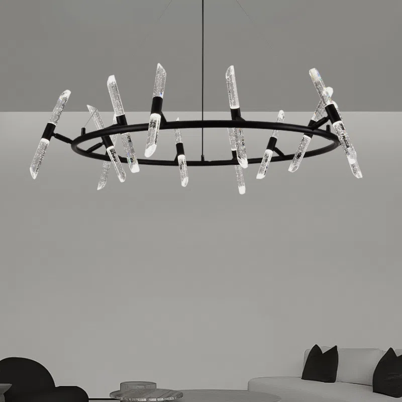 Iron Bubble Stick LED Pendant Lamp in Iron and Bubble Stick, product photograph