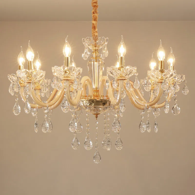 Iron Glass Candle Crystal Chandelier in Iron and Crystal and Glass, product photograph