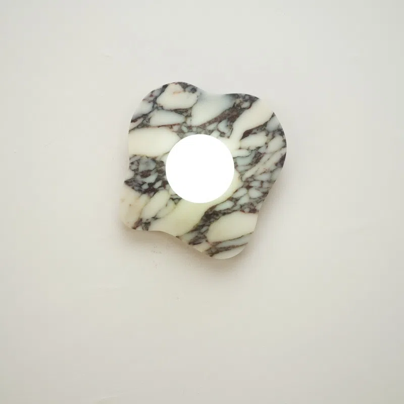 H29cm Irregular Marble LED Wall Lamp in Hardware and Bulgari Stone, product photograph
