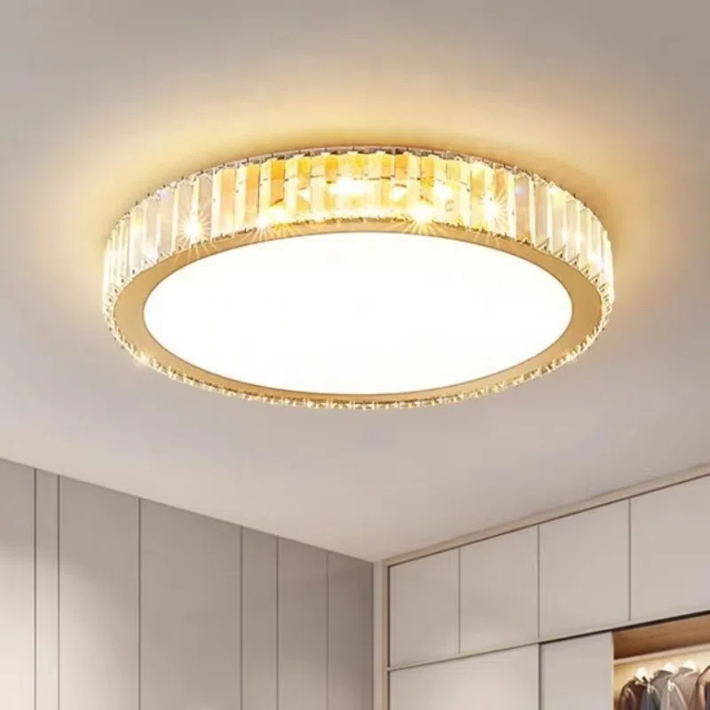 K9 Crystal Round Square Flower Ceiling Lamp in Stainless Steel and Crystal and Acrylic, product photograph