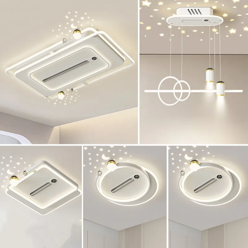 L105cm LED Silent Ceiling Fan Light in Metal and PC and Acrylic, product photograph
