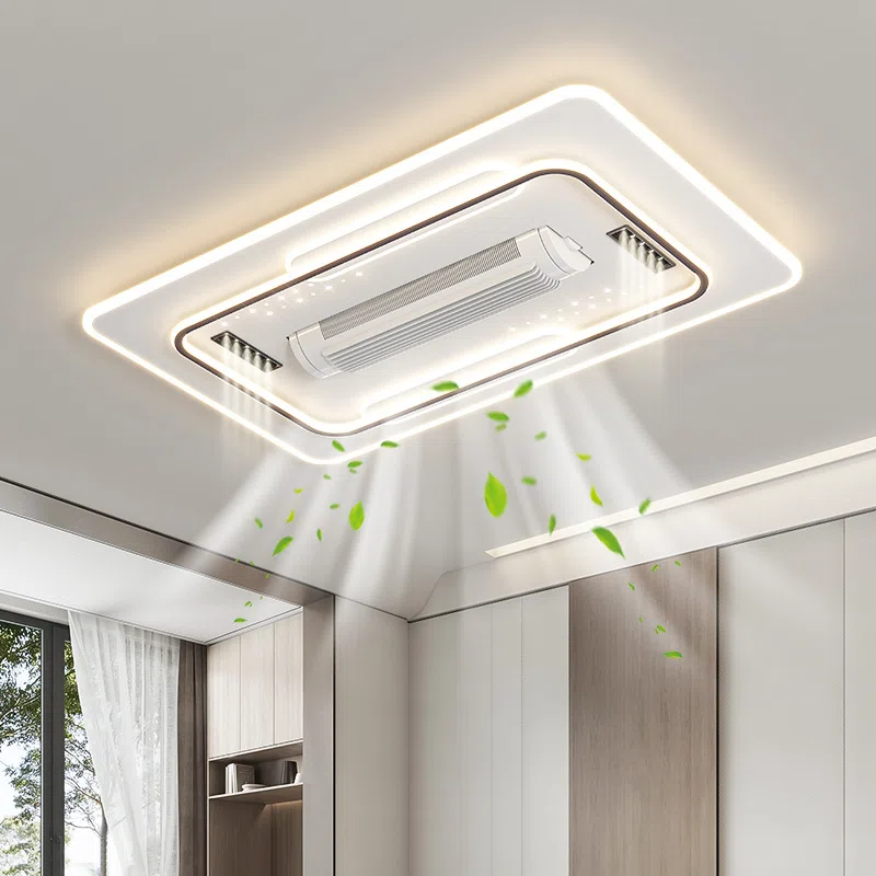 L105cm Remote Control Ceiling Fan Light in Metal and PC and Acrylic, product photograph