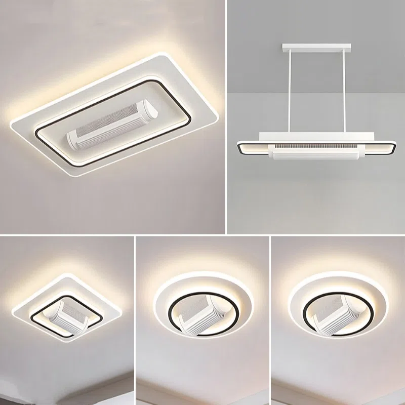 L105CM Rotated LED Ceiling Fan Light in Metal and PC and Acrylic, product photograph