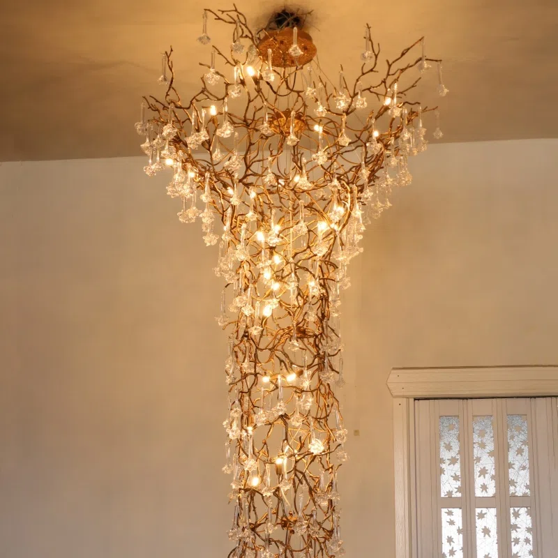 H350cm Large Branch Chandelier Light in Copper and Glass, product photograph