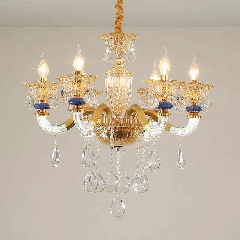 Large Crystal Glass Chandelier in Iron and Crystal and Glass, product photograph