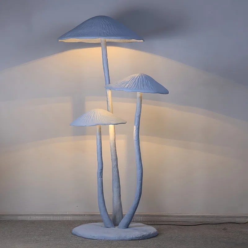 Large Mushroom Sculpture Standing Floor Lamp in Fiberglass, product photograph