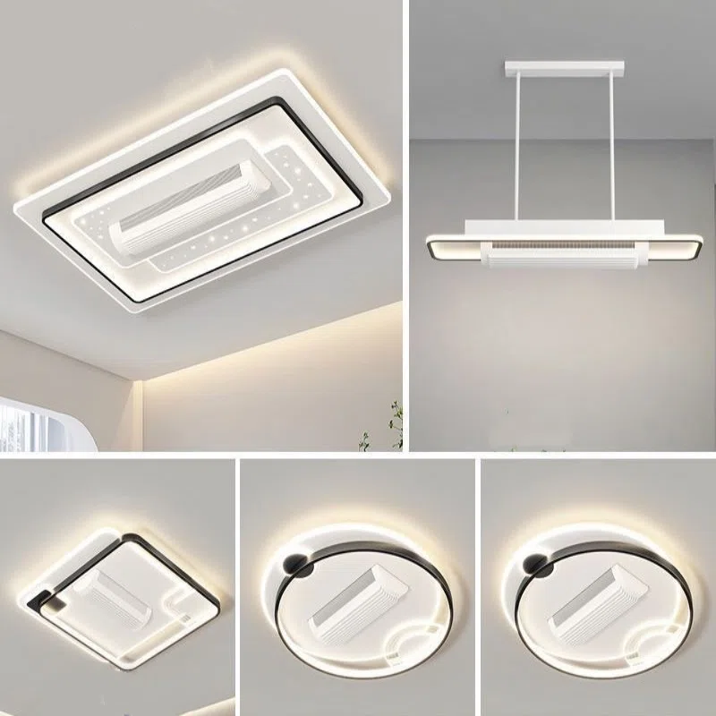 D50cm Leafless Remote Ceiling Fan Light in Metal and PC and Acrylic, product photograph