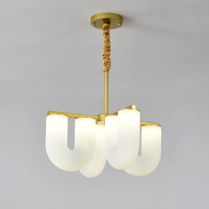 Gold LED U-Shaped Design Pendant Lamp in Hardware and Plastic, product photograph