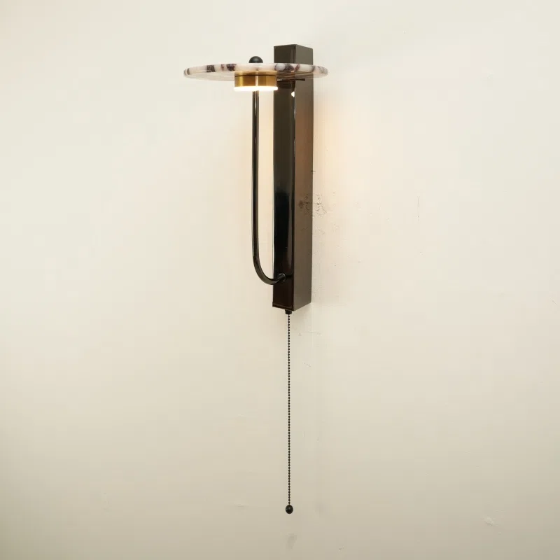 Black Linear Natural Stone Wall Light in Hardware and Bulgari Stone, product photograph