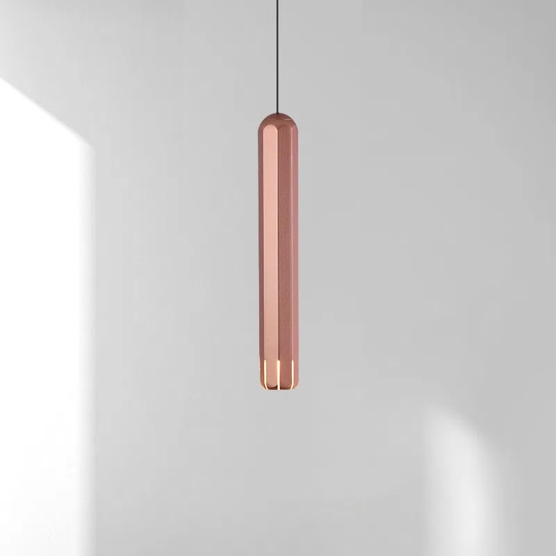 H30CM Linear Tube Rose Gold Gray Pendant Lamp in Aluminum Alloy, product photograph